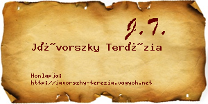 Jávorszky Terézia névjegykártya